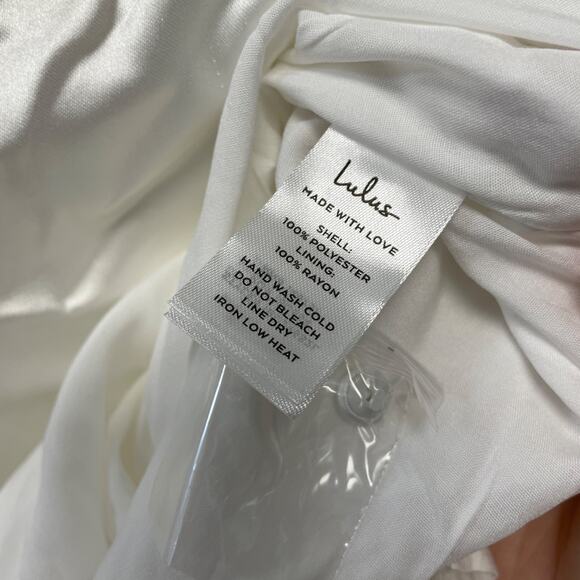 Lulus Women's Luxe Destiny White Satin Backless Halter Mermaid Maxi Dress Medium - Picture 6 of 9